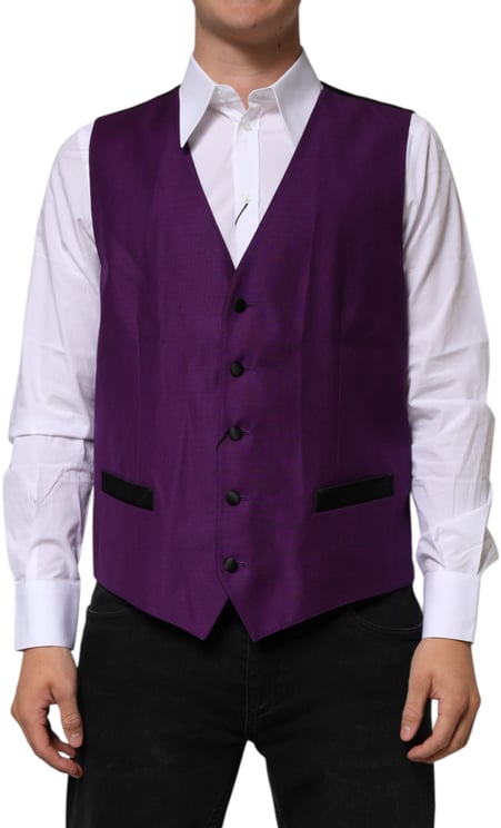 Dolce & Gabbana Dolce & Gabbana Purple Wool Dress Formal Waistcoat Vest