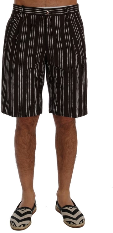 Dolce & Gabbana Dolce & Gabbana Bordeaux White Striped Hemp Casual Shorts