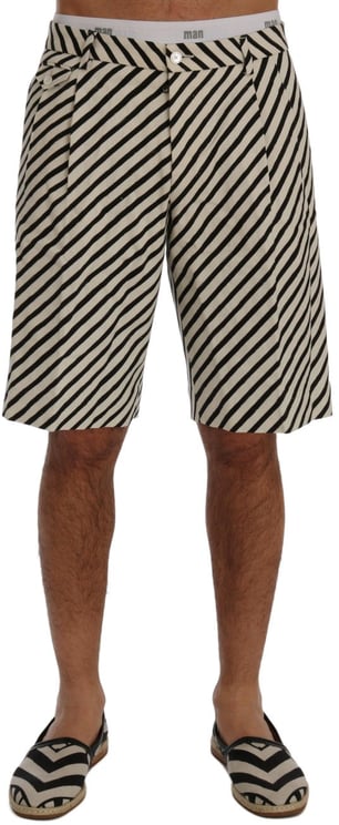 Dolce & Gabbana Dolce & Gabbana White Black Striped Hemp Casual Shorts