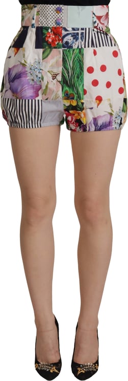 Dolce & Gabbana Dolce & Gabbana Multicolor Patchwork High Waist Cotton Shorts