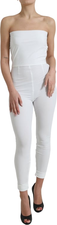 Dolce & Gabbana Dolce & Gabbana White Nylon Strapless Bodycon Jumpsuit Dress