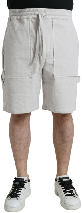 Dolce & Gabbana Dolce & Gabbana Beige Cotton Corduroy Logo Bermuda Shorts