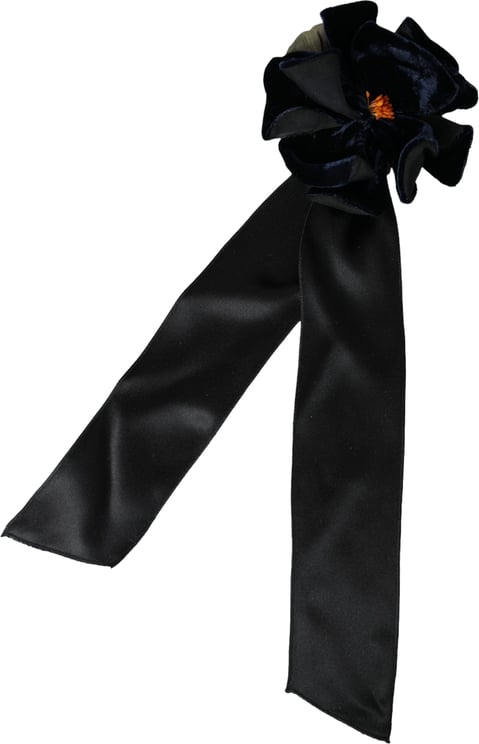 Dolce & Gabbana Dolce & Gabbana Black Silk Gold Brass Floral Hair Pin Brooch