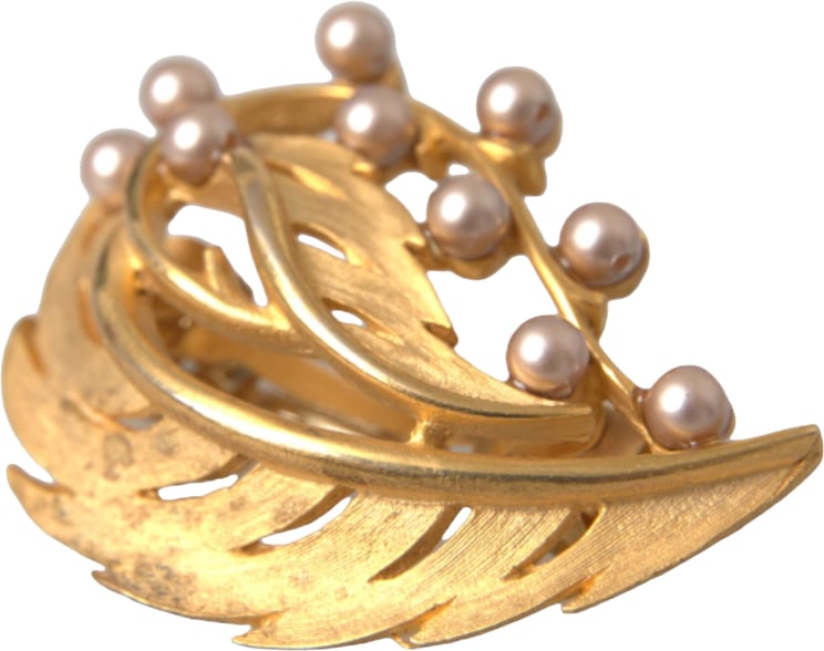 Dolce & Gabbana Dolce & Gabbana Gold Brass Leaf Embellished Jewelry Brooch Hair Pin