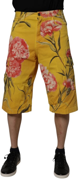 Dolce & Gabbana Dolce & Gabbana Yellow Floral Cargo Denim Men Bermuda Shorts