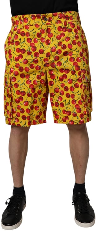 Dolce & Gabbana Dolce & Gabbana Yellow Cherry Print Cotton Men Bermuda Shorts