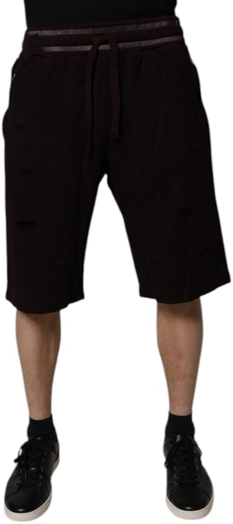Dolce & Gabbana Dolce & Gabbana Maroon Cotton Logo Plaque Men Bermuda Shorts