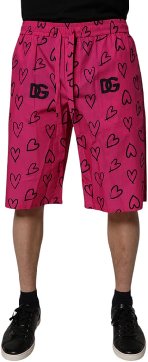 Dolce & Gabbana Dolce & Gabbana Pink Cotton Heart Print Bermuda Shorts