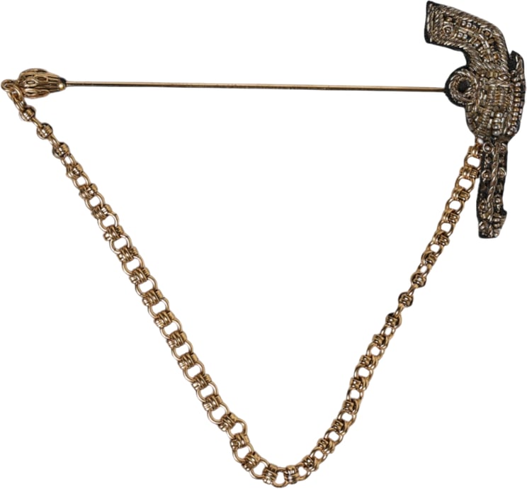 Dolce & Gabbana Dolce & Gabbana Black Gold Brass Copper Revolver Brooch Lapel Pin