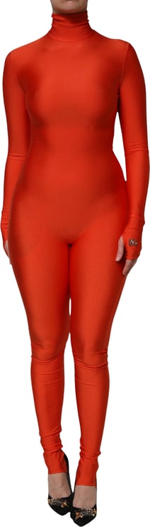Dolce & Gabbana Dolce & Gabbana Red Nylon Turtleneck Bodycon Jumpsuit Dress