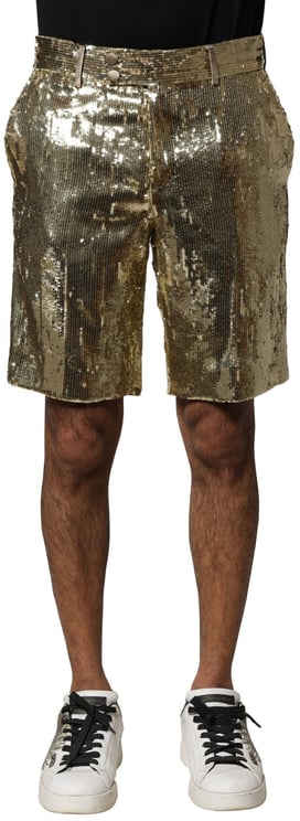 Dolce & Gabbana Dolce & Gabbana Gold Sequin Polyester Embellished Bermuda Shorts