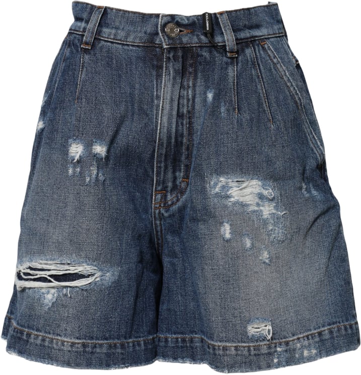 Dolce & Gabbana Dolce & Gabbana Blue Cotton Tattered Denim Bermuda Shorts
