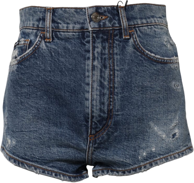 Dolce & Gabbana Dolce & Gabbana Blue Tattered Denim Cotton Hot Pants Shorts