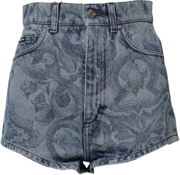 Dolce & Gabbana Dolce & Gabbana Blue Floral Print Denim Cotton Hot Pants Shorts