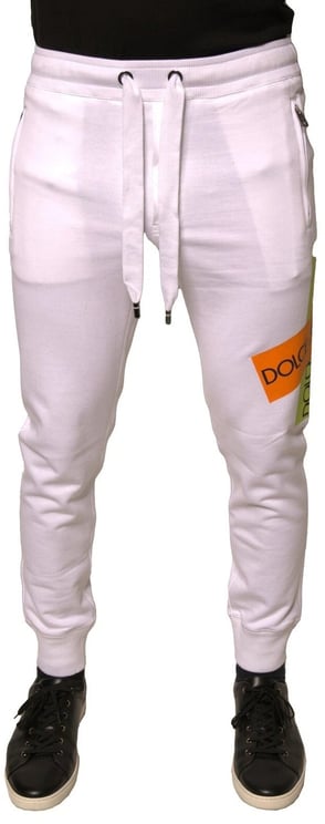 Dolce & Gabbana Dolce & Gabbana White Logo Tape Jogger Cotton Sweatpant Pants