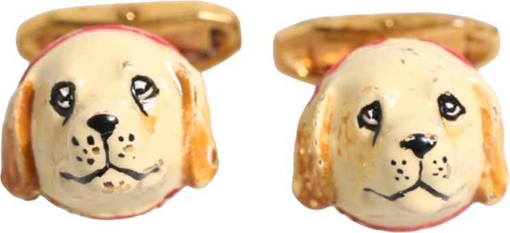 Dolce & Gabbana Dolce & Gabbana Brass Gold Tone Dog Puppy Men's Accessories Cufflink