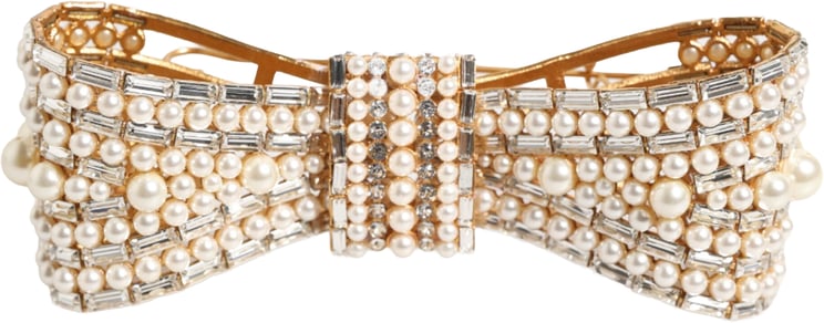 Dolce & Gabbana Dolce & Gabbana Gold Brass Glas Crystal Faux Pearl Embellished Brooch