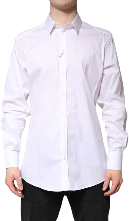 Dolce & Gabbana Dolce & Gabbana White Cotton Collared GOLD FormalDress Shirt