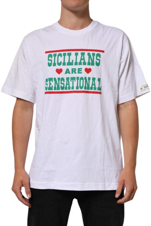 Dolce & Gabbana Dolce & Gabbana White Graphic Print Cotton Crew Neck T-shirt