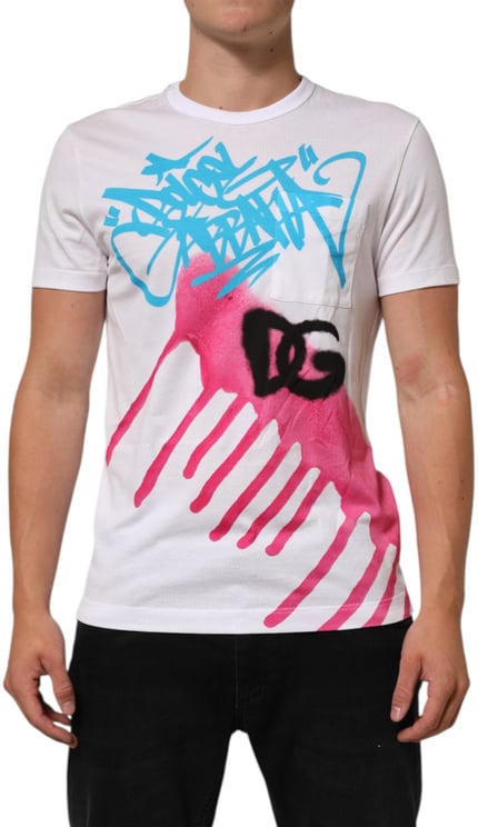 Dolce & Gabbana Dolce & Gabbana White Graphic Print Cotton Crew Neck T-shirt