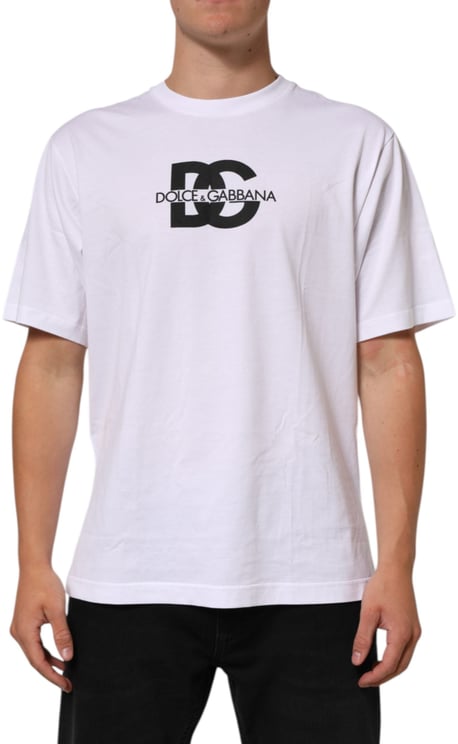 Dolce & Gabbana Dolce & Gabbana White Logo Print Cotton Crew Neck Men T-shirt