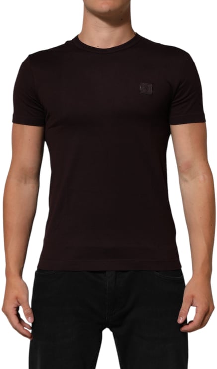 Dolce & Gabbana Dolce & Gabbana Brown Logo Plaque Cotton Crew Neck T-shirt