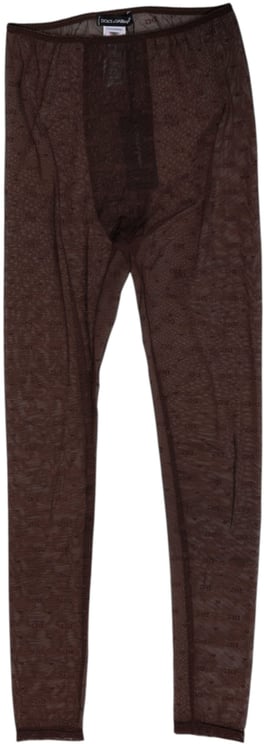 Dolce & Gabbana Dolce & Gabbana Brown Nylon Logo Lace Leggings Pants Underwear