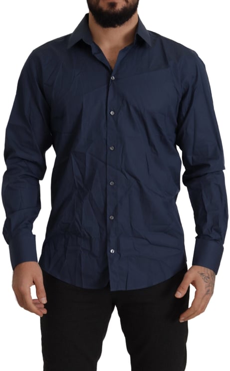 Dolce & Gabbana Dolce & Gabbana Blue Cotton MARTINI Slim Fit Dress Shirt