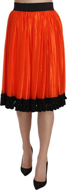 Dolce & Gabbana Dolce & Gabbana Orange High Waist Knee Length Skirt