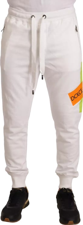 Dolce & Gabbana Dolce & Gabbana White Cotton Logo Patch Sweatpants Jogging Pants