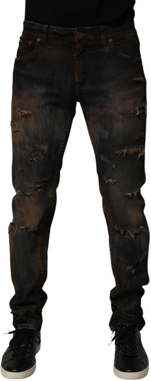 Dolce & Gabbana Dolce & Gabbana Black Cotton Skinny Tattered Men Denim Jeans