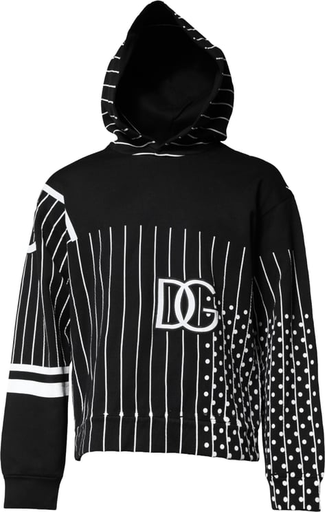 Dolce & Gabbana Dolce & Gabbana Black White Stripe Hooded Sweatshirt Sweater
