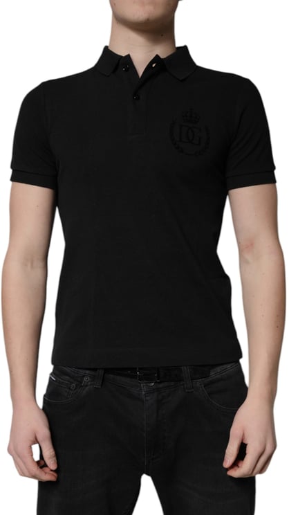 Dolce & Gabbana Dolce & Gabbana Black Cotton DG Logo Collared Polo T-shirt