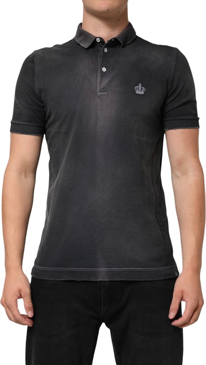 Dolce & Gabbana Dolce & Gabbana Gray Cotton Crown Collared Men Polo T-shirt