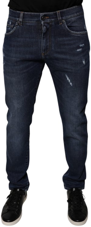 Dolce & Gabbana Dolce & Gabbana Dark Blue Cotton Logo Skinny Denim Jeans