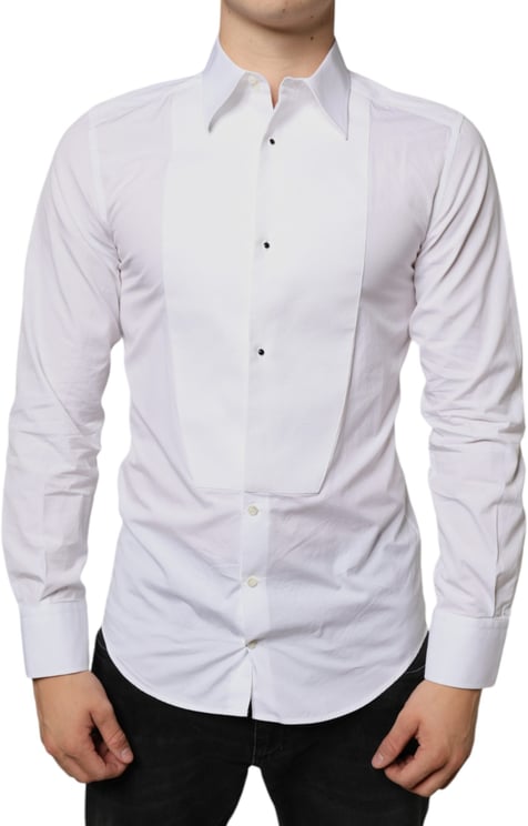 Dolce & Gabbana Dolce & Gabbana White Bib Cotton Poplin Formal Dress Shirt