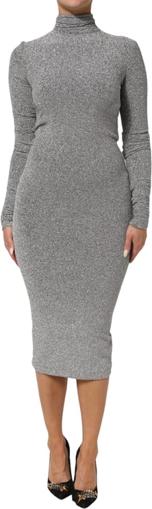 Dolce & Gabbana Dolce & Gabbana Gray Nylon Bodycon Sheath Long Sleeves Dress