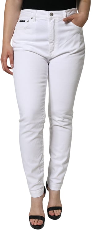 Dolce & Gabbana Dolce & Gabbana White AUDREY Cotton Logo Skinny Denim Jeans