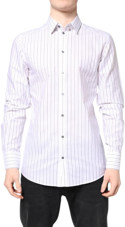 Dolce & Gabbana Dolce & Gabbana White Stripes Cotton GOLD Formal Dress Shirt
