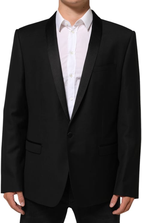 Dolce & Gabbana Dolce & Gabbana Black Wool GOLD 1 Button Men Suit Blazer