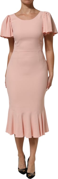 Dolce & Gabbana Dolce & Gabbana Pink Viscose Short Sleeves Sheath Midi Dress