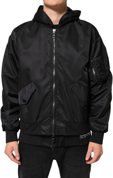 Dolce & Gabbana Dolce & Gabbana Black Nylon Hooded Full Zip Bomber Men Jacket