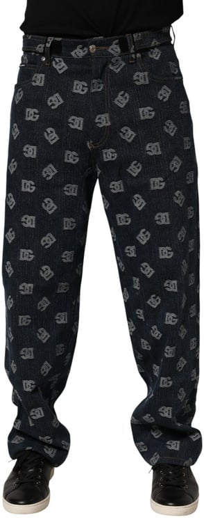 Dolce & Gabbana Dolce & Gabbana Blue Logo Print Straight Denim Men Jeans
