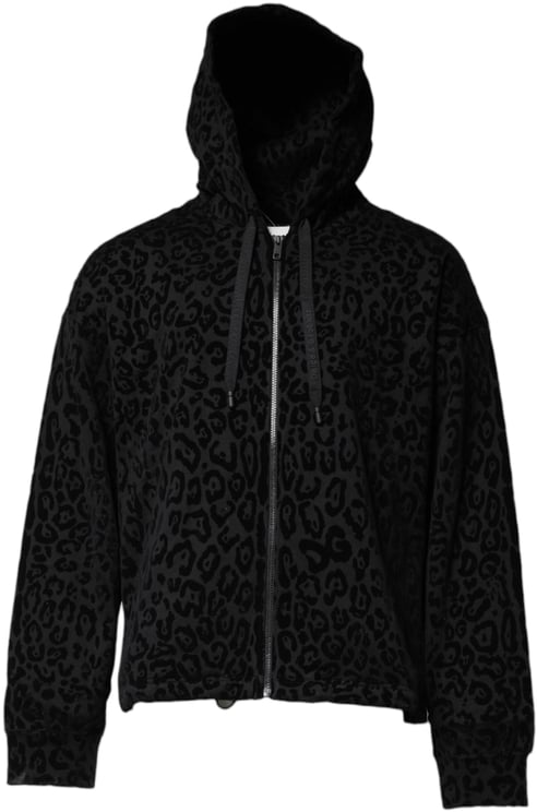 Dolce & Gabbana Dolce & Gabbana Black Leopard Full Zip Hooded Sweatshirt Sweater