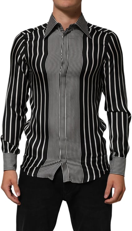 Dolce & Gabbana Dolce & Gabbana Black White Stripes Men MARTINI Dress Shirt