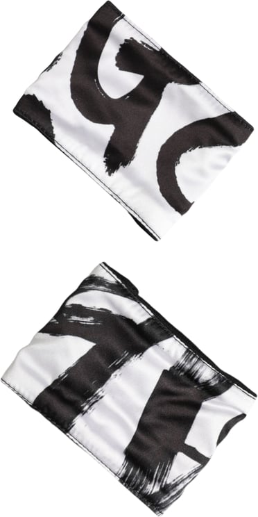 Dolce & Gabbana Dolce & Gabbana Black White DG Logo Silk 1 Pair Wristband