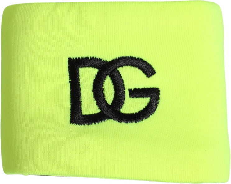 Dolce & Gabbana Dolce & Gabbana Yellow Green Silk DG Logo Men Wristband