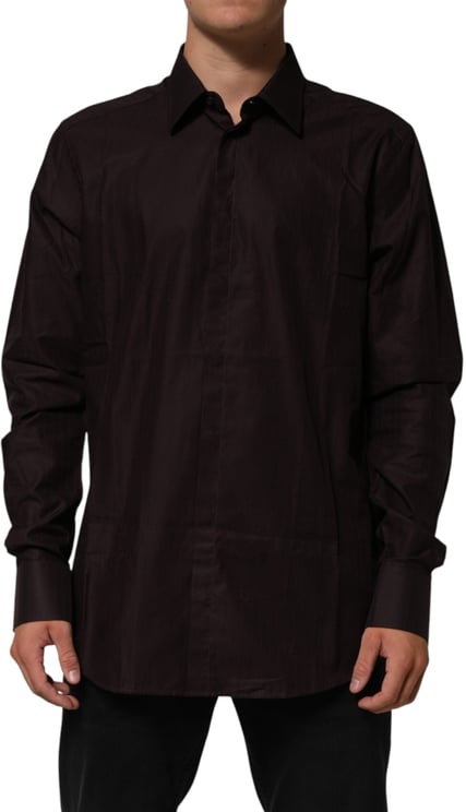 Dolce & Gabbana Dolce & Gabbana Brown Cotton LongSleeve MARTINI Dress  Shirt