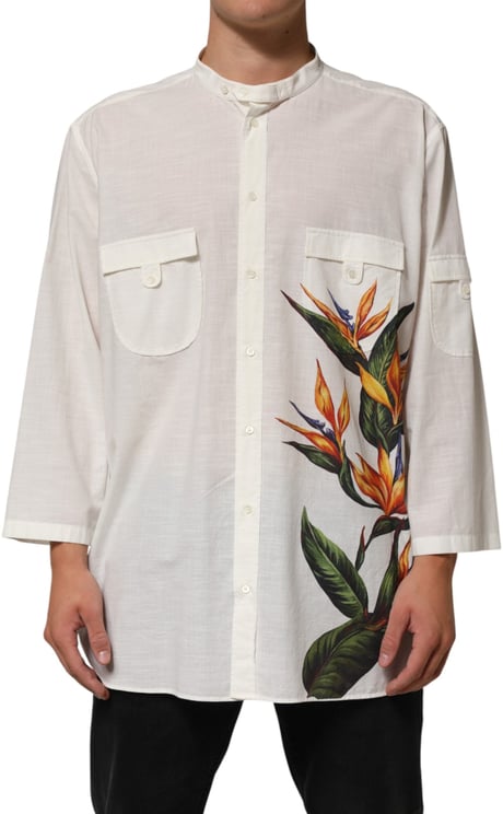 Dolce & Gabbana Dolce & Gabbana White Cotton Floral Print Button Down Shirt