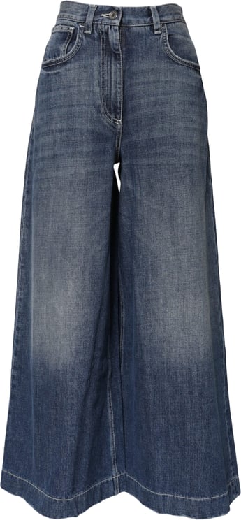 Dolce & Gabbana Dolce & Gabbana Blue Cotton High Waist Wide Leg Denim Jeans